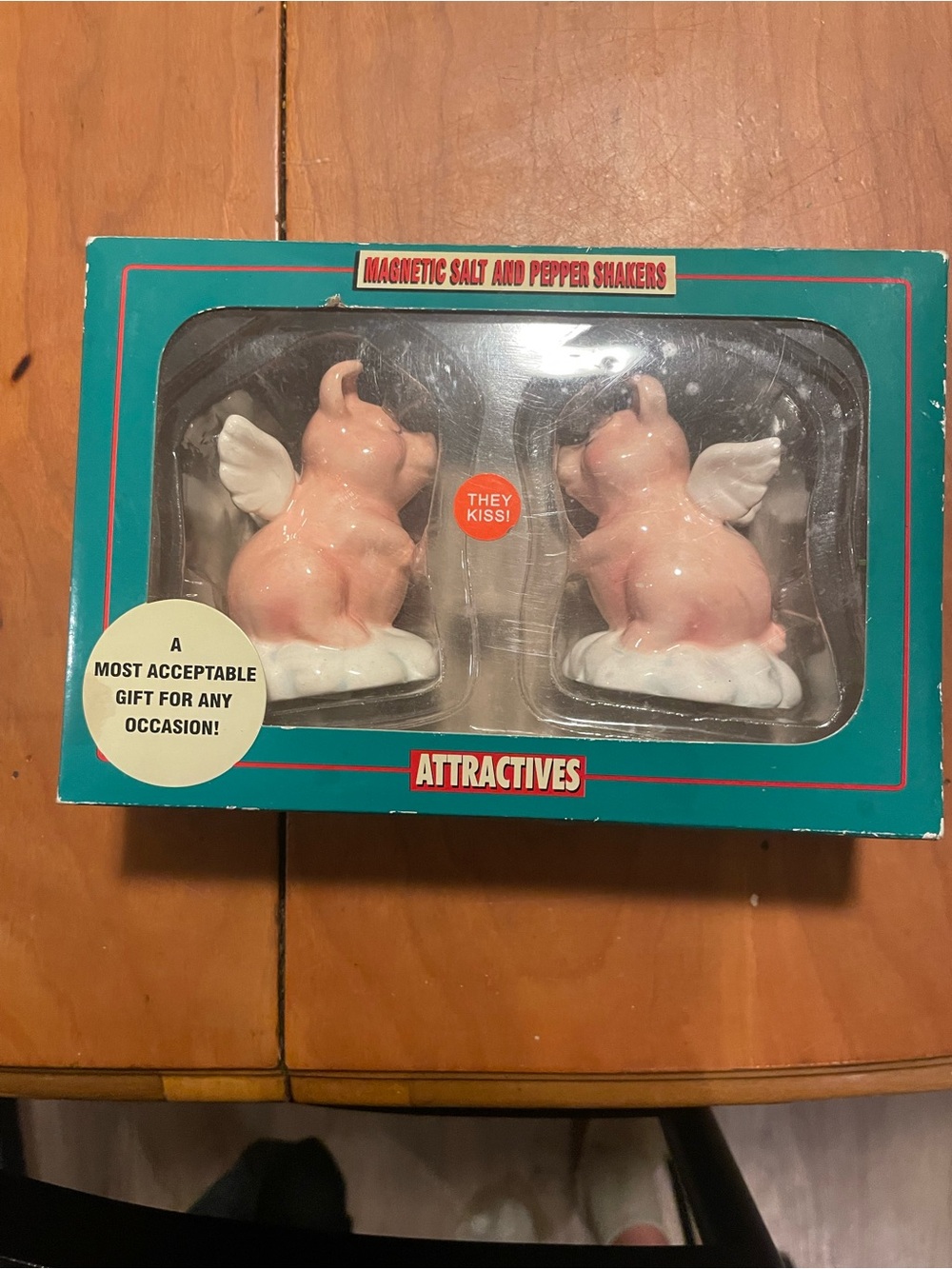 Vintage Attractives Pig Salt & Pepper Shakers Magnetic Kissing Pigs Set